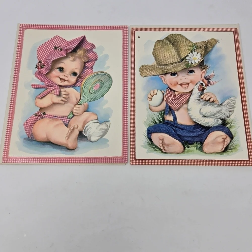 VINTAGE 1970S GREETING CARDS OVERSIZE BABY PUPPY 1990S ANNE GEDDES POSTCARDS LOT